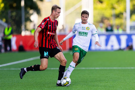 Brommapojkarnas Torbjörn Lysaker Heggem och Hammarbys Joel