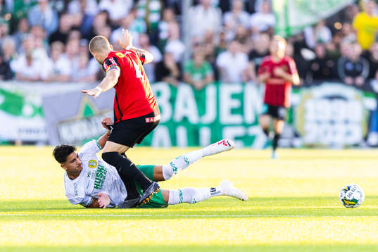 Hammarbys Jusef Erabi och Brommapojkarnas Amadeus Sögaard