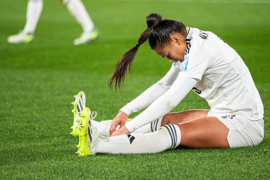 Maria Paula Coto of Costa Rica looks dejected