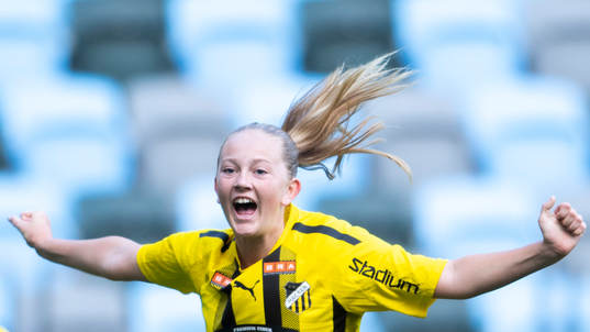 En Häckenspelare jublar