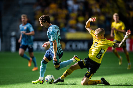 Djurgårdens Gustav Wikheim och Elfsborgs Sebastian Holmen