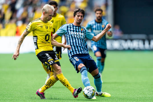 Elfsborgs Johan Larsson och Djurgårdens Gustav Wikheim