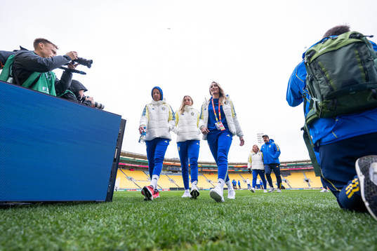 Caroline Seger, Linda Sembrant and Kosovare Asllani of the