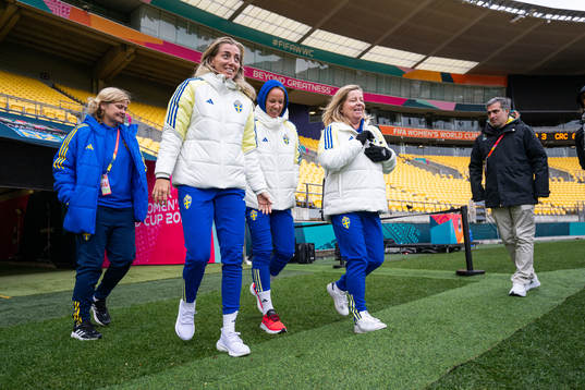 Press officer Rebecca Schelin, Linda Sembrant, Caroline