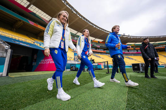 Magdalena Eriksson, Kosovare Asllani and Press officer