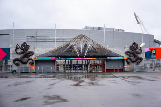 General view of the entrance at Wellington Regional Stadium