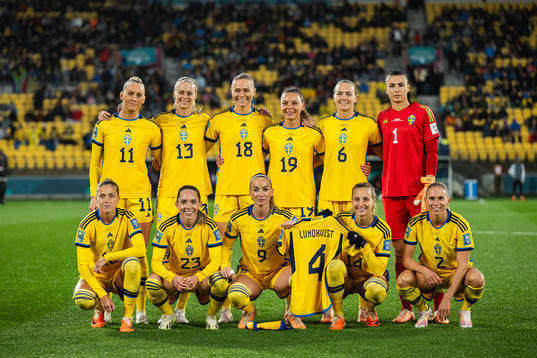 Players of Sweden pose for a team photo
