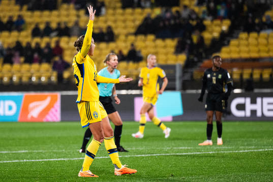 Filippa Angeldahl of Sweden reacts