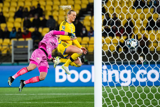 Goalkeeper Kaylin Swart of South Africa and Stina