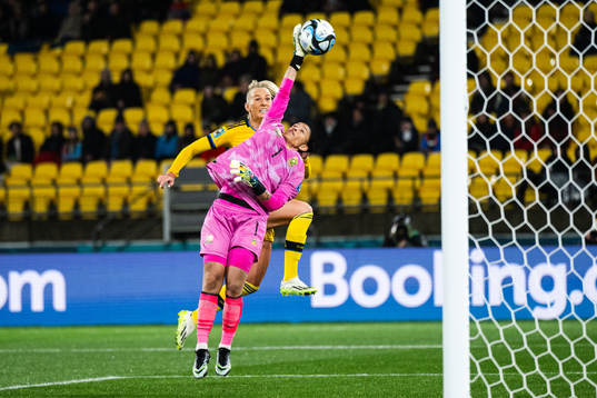 Goalkeeper Kaylin Swart of South Africa and Stina