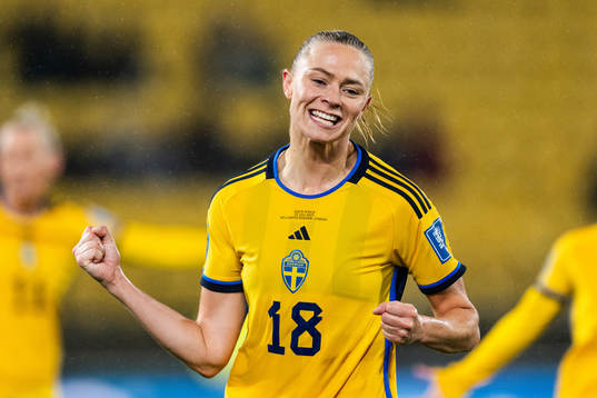 Fridolina Rolfö of Sweden celebrates