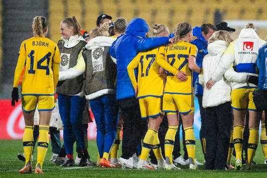Players of Sweden celebrate