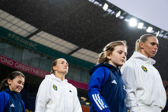 Magdalena Eriksson and Jonna Andersson of Sweden enter the