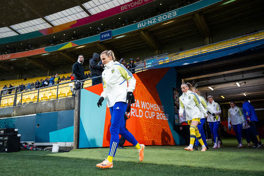 Nathalie Björn and Kosovare Asllani of Sweden