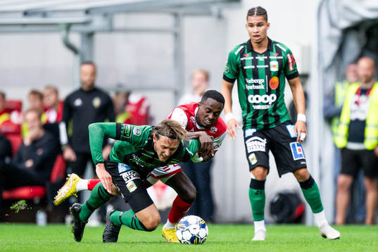 Varbergs Joakim Lindner och Kalmars Nahom Girmai Netabay