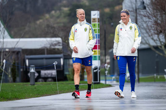 Caroline Seger and Olivia Schough of the Swedish women's
