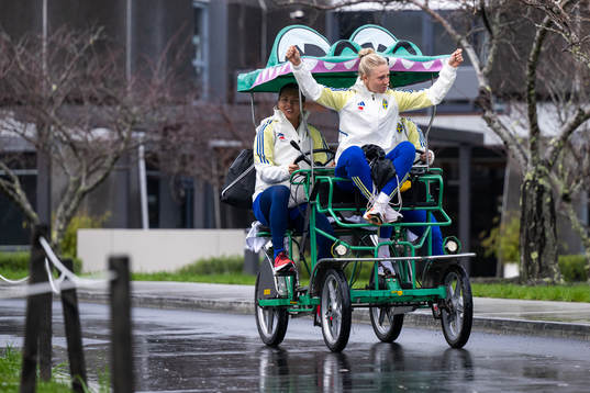 Rebecka Blomqvist, goalkeeper Jennifer Falk and Sofia
