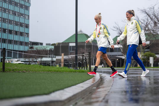 Caroline Seger and Olivia Schough of the Swedish women's