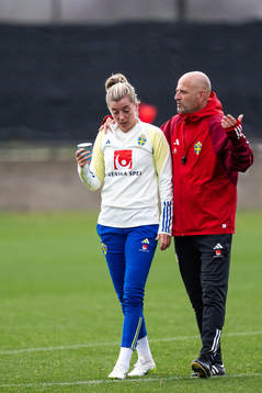 Linda Sembrant and assistant coach Magnus Wikman of the