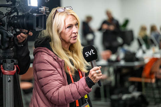 Jane Björck, reporter of Swedish Broadcaster SVT, at a
