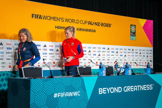 Head coach Hege Riise and Ada Hegerberg of the Norwegian