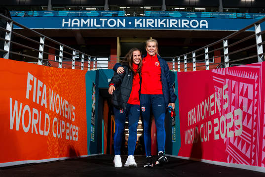 Tuva Hansen and Ada Hegerberg of the Norwegian women’s
