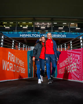 Tuva Hansen and Ada Hegerberg of the Norwegian women’s