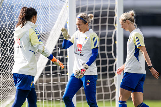 Goalkeeper Zecira Musovic and goalkeeper Jennifer Falk of