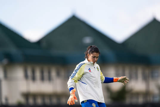Goalkeeper Zecira Musovic of the Swedish women’s national