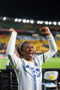 Dominique Randle of Philippines celebrates