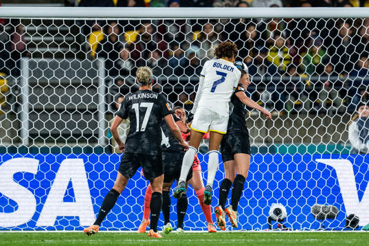 Sarina Bolden of Philippines scores 0-1 behind goalkeeper