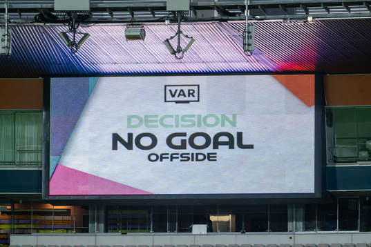 A screen shows information about a VAR decision that is no