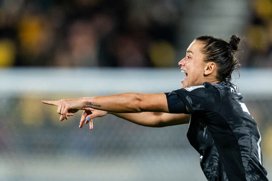 Ali Riley of New Zealand reacts