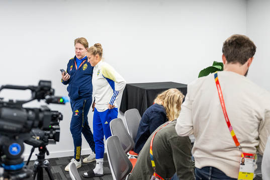 Press officer Fredrik Madestam and Filippa Angeldahl of the