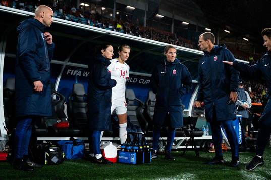 Ada Hegerberg of Norway with an injury