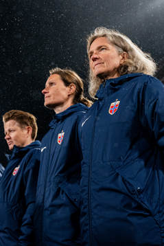 Hege Riise, head coach of Norway, with assistant coach