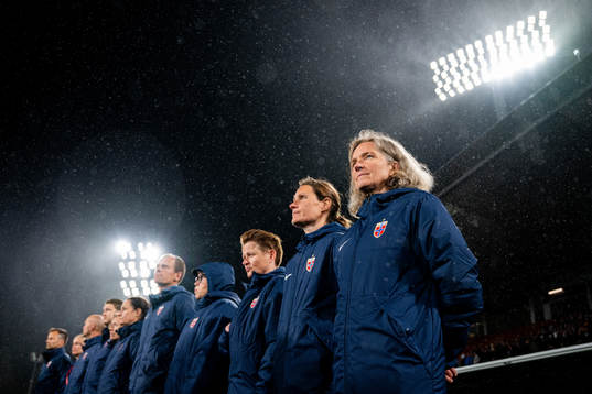 Hege Riise, head coach of Norway, with assistant coach