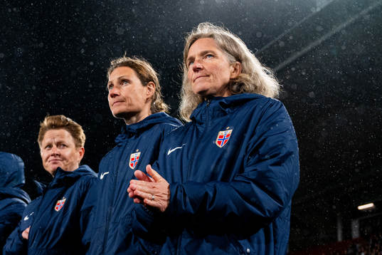 Hege Riise, head coach of Norway, with assistant coach