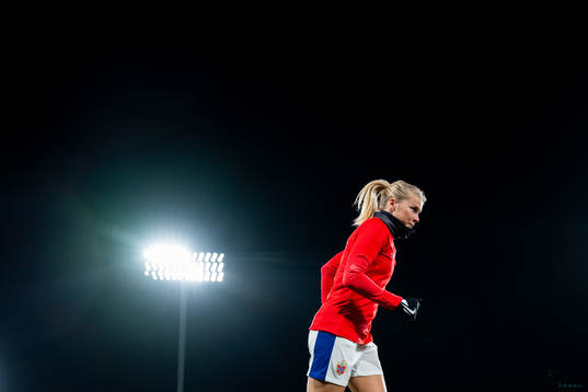 Ada Hegerberg of Norway warms up