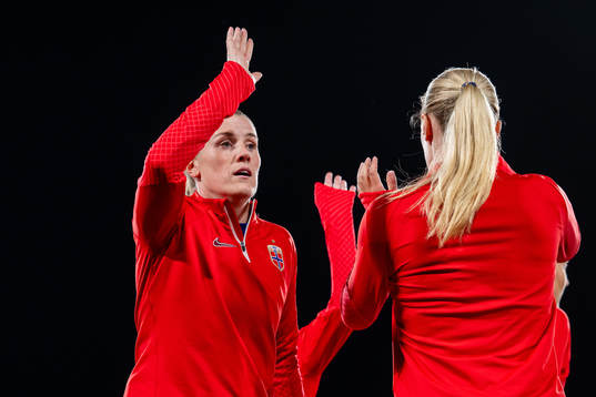 Maren Mjelde of Norway warms up