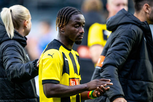 Ibrahim Sadiq of BK Häcken looks dejected