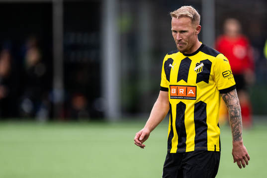 Mikkel Rygaard Jensen of Häcken looks dejected