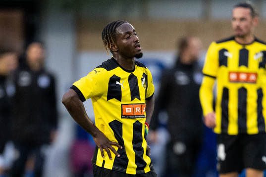 Ibrahim Sadiq of Häcken looks dejected