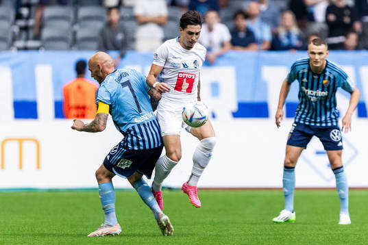 Magnus Eriksson of Djurgården and Kevin Spadanuda of Luzern