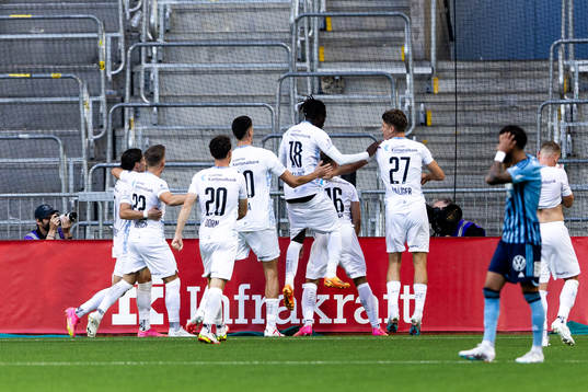 Players of Luzern celebrate