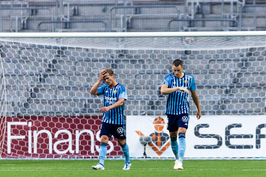 Hampus Finndell and Jesper Löfgren of Djurgården looks