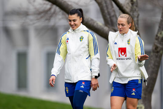 goalkeeper Zecira Musovic and Magdalena Eriksson of the