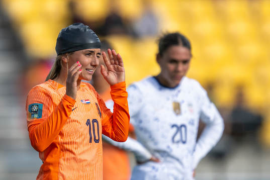 Danielle van de Donk of Netherlands with a rubber cap