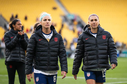 Julie Ertz and Alex Morgan of USA