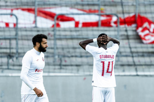 Yusuf Otubanjo of Pyunik looks dejected